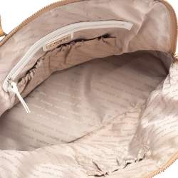 Pre Owned Dkny Brown/Beige Monogram Canvas and Leather Dome Satchel