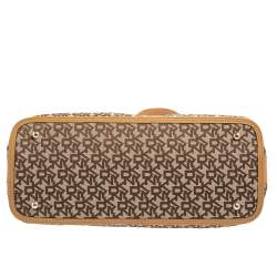 Pre Owned Dkny Brown/Beige Monogram Canvas and Leather Dome Satchel