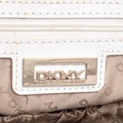 Pre Owned Dkny Brown/Beige Monogram Canvas and Leather Dome Satchel
