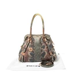Pre Owned Dkny Multicolor Python Embossed Leather Satchel
