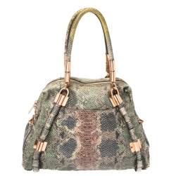 Pre Owned Dkny Multicolor Python Embossed Leather Satchel