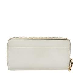 Dkny White Saffiano Leather Zip Around Continental Wallet 
