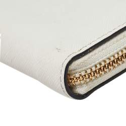 Dkny White Saffiano Leather Zip Around Continental Wallet 