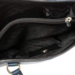 Pre Owned DKNY Navy Blue Leather Middle Zip Tote