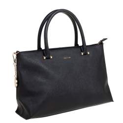 Pre Owned DKNY Black Saffiano Leather Bryant Park Zip Tote