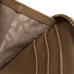 Pre Owned DKNY Beige Signature Coated Canvas and Leather Zip Around Wallet