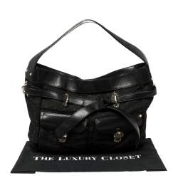 Pre Owned حقيبة كتف دي كي إن واي كانفاس بالشعار وجلد بعقدة