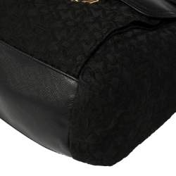 Pre Owned حقيبة كتف دي كي إن واي كانفاس بالشعار وجلد بعقدة