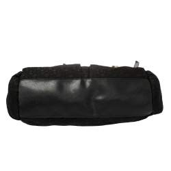 Pre Owned حقيبة كتف دي كي إن واي كانفاس بالشعار وجلد بعقدة