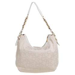 DKNY Cream Signature Canvas Hobo
