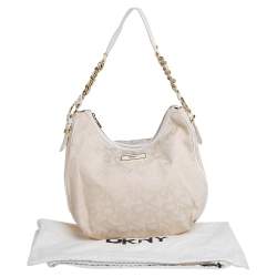DKNY Cream Signature Canvas Hobo