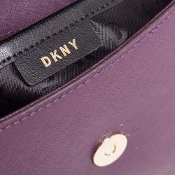 Pre Owned حقيبة كتف دي كي أن واي سلسلة قلاب جلد بنفسجي