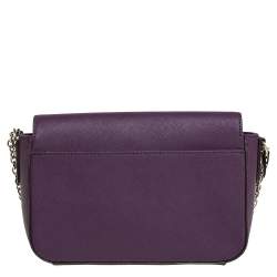 Pre Owned حقيبة كتف دي كي أن واي سلسلة قلاب جلد بنفسجي