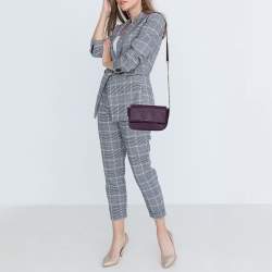 Pre Owned حقيبة كتف دي كي أن واي سلسلة قلاب جلد بنفسجي