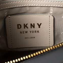 Pre Owned DKNY Grey Leather Tilly Stacked Logo Backpack
