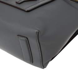 Pre Owned DKNY Grey Leather Tilly Stacked Logo Backpack