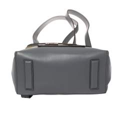 Pre Owned DKNY Grey Leather Tilly Stacked Logo Backpack