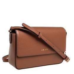 Pre Owned Dkny Tan Leather Bryant Park Crossbody Bag