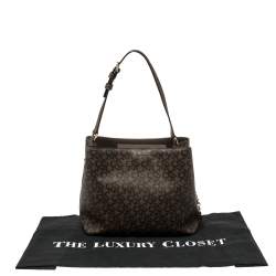 Pre Owned Dkny Brown/Beige Signature Coated Canvas Bryant Bucket Bag