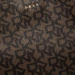 Pre Owned Dkny Brown/Beige Signature Coated Canvas Bryant Bucket Bag