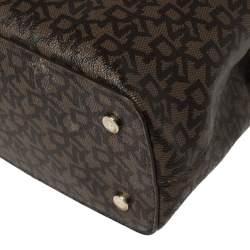 Pre Owned Dkny Brown/Beige Signature Coated Canvas Bryant Bucket Bag
