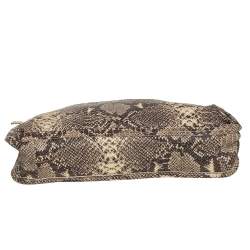 DKNY Beige/Black Snakeskin Embossed Leather  Chain Shoulder Bag