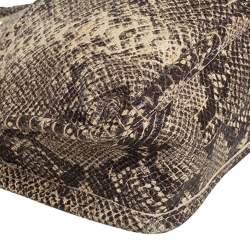 DKNY Beige/Black Snakeskin Embossed Leather  Chain Shoulder Bag