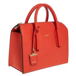 Pre Owned DKNY Orange Leather Zip Bryant Park Satchel