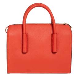 Pre Owned DKNY Orange Leather Zip Bryant Park Satchel