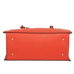 Pre Owned DKNY Orange Leather Zip Bryant Park Satchel