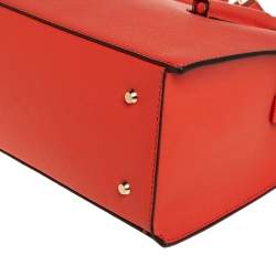 Pre Owned DKNY Orange Leather Zip Bryant Park Satchel