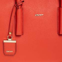 Pre Owned DKNY Orange Leather Zip Bryant Park Satchel