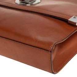 Pre Owned Dkny Tan Leather Flap Top Handle Bag