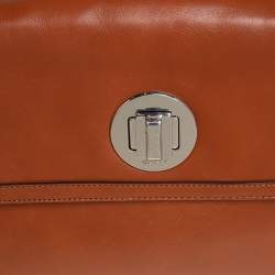 Pre Owned Dkny Tan Leather Flap Top Handle Bag