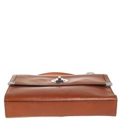 Pre Owned Dkny Tan Leather Flap Top Handle Bag