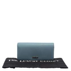 DKNY Blue/Beige Saffiano Leather Flap Continental Wallet