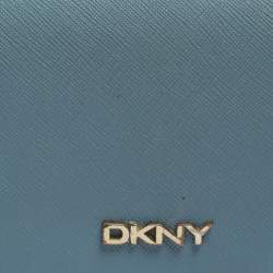 DKNY Blue/Beige Saffiano Leather Flap Continental Wallet