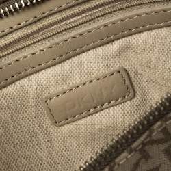Pre Owned Dkny Brown/Beige Monogram Canvas and Leather Trim Belt Bag