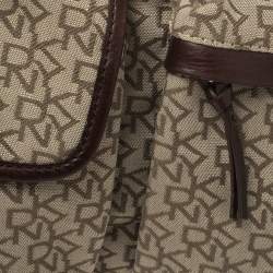 Pre Owned Dkny Brown/Beige Monogram Canvas and Leather Trim Belt Bag