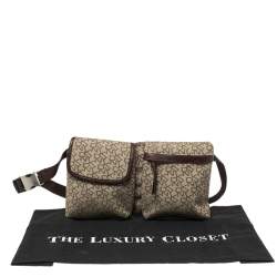 Pre Owned Dkny Brown/Beige Monogram Canvas and Leather Trim Belt Bag