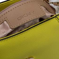 Pre Owned DKNY Yellow Leather Bryant Park Envelope Crossbody Bag