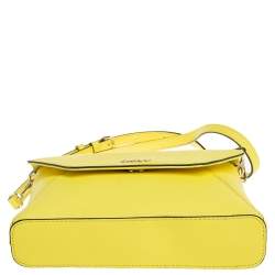 Pre Owned DKNY Yellow Leather Bryant Park Envelope Crossbody Bag