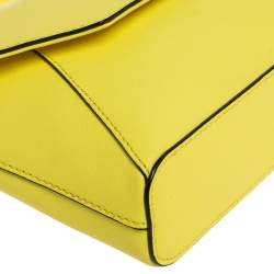 Pre Owned DKNY Yellow Leather Bryant Park Envelope Crossbody Bag