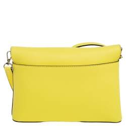 Pre Owned DKNY Yellow Leather Bryant Park Envelope Crossbody Bag