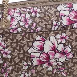 Pre Owned DKNY Multicolor Floral Print Leather Zip Satchel
