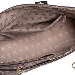 Pre Owned DKNY Multicolor Floral Print Leather Zip Satchel