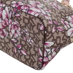 Pre Owned DKNY Multicolor Floral Print Leather Zip Satchel