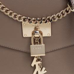 DKNY Dark Beige Leather Padlock Flap Shoulder Bag