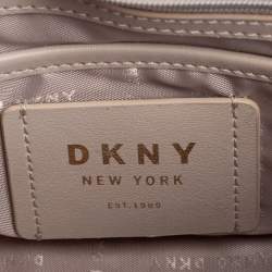 DKNY Dark Beige Leather Padlock Flap Shoulder Bag