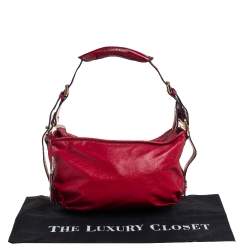 Pre Owned حقيبة هوبو دي كي إن واي جلد أحمر